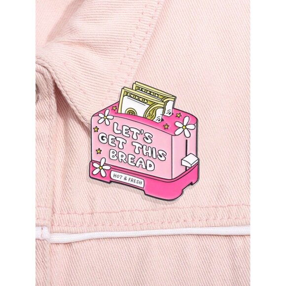 1pc Let's Get This Bread Enamel Pins Pink Bread Maker Hot Fresh Brooch Clothes - Picture 7 of 11